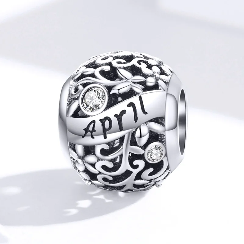 (image for) Pandora Style Silver April Birthstone Charm - SCC1385-4 - View 4
