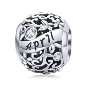 Pandora Style Silver April Birthstone Charm - SCC1385-4 Pandora Style Silver April Birthstone Charm - SCC1385-4