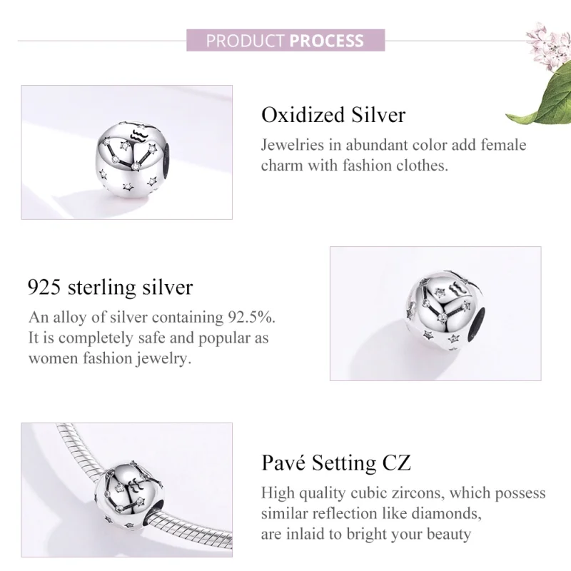 (image for) Pandora Style Silver Aquarius Charm - SCC1218-11 - View 2