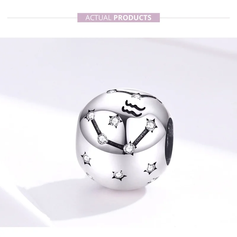(image for) Pandora Style Silver Aquarius Charm - SCC1218-11 - View 3