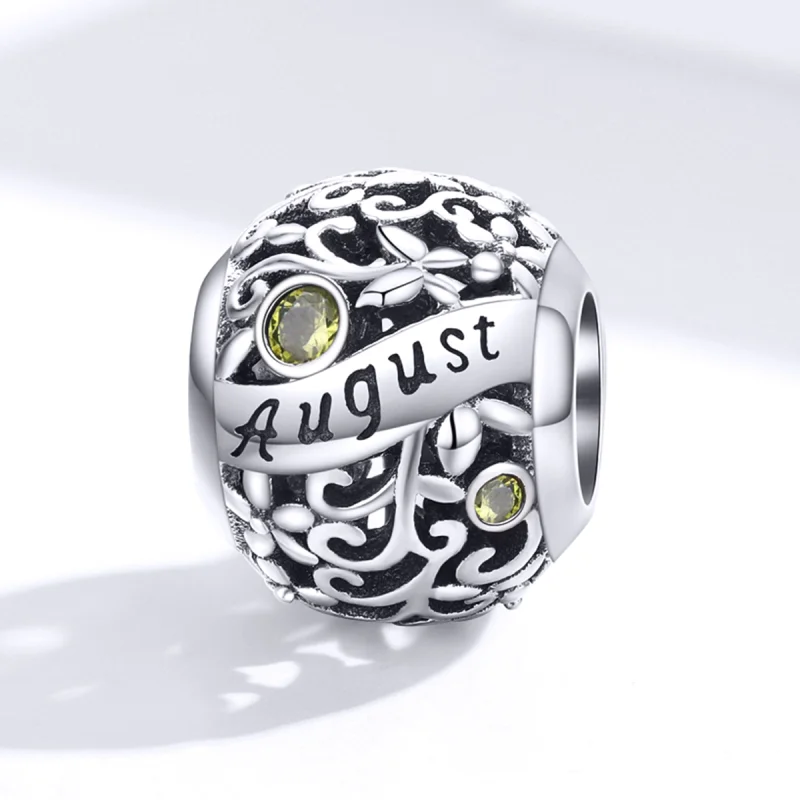 (image for) Pandora Style Silver August Peridot Birthstone Charm - SCC1385-8 - View 4