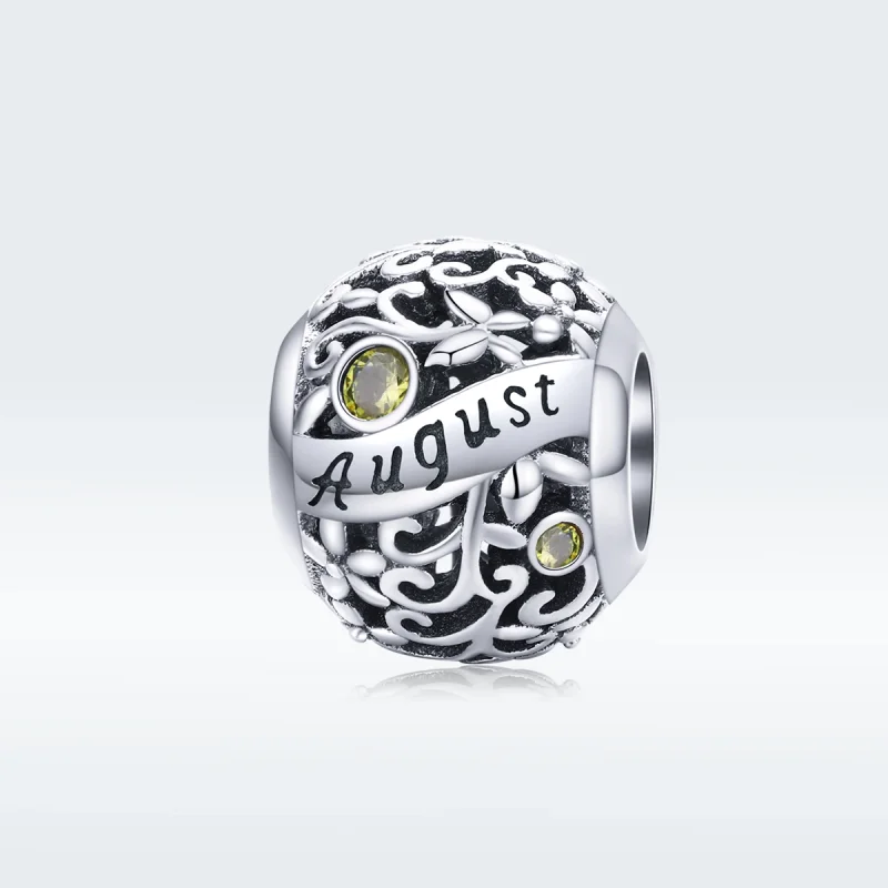 (image for) Pandora Style Silver August Peridot Birthstone Charm - SCC1385-8 - View 5