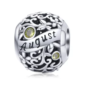 Pandora Style Silver August Peridot Birthstone Charm - SCC1385-8 Pandora Style Silver August Peridot Birthstone Charm - SCC1385-8