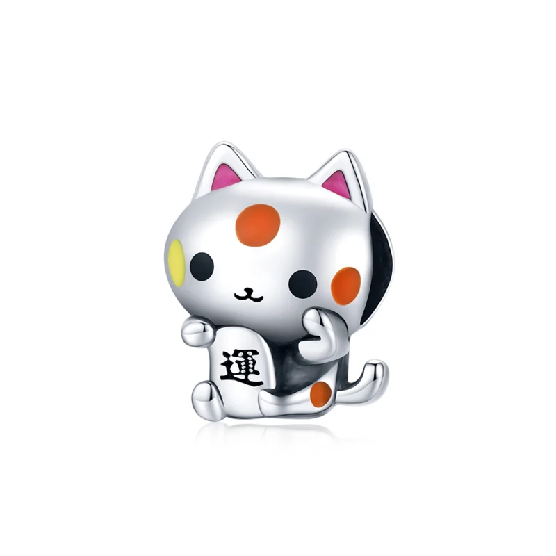 (image for) Pandora Style Silver Auspicious Money-Grabbing Cat Charm - SCC1855 - Product Image