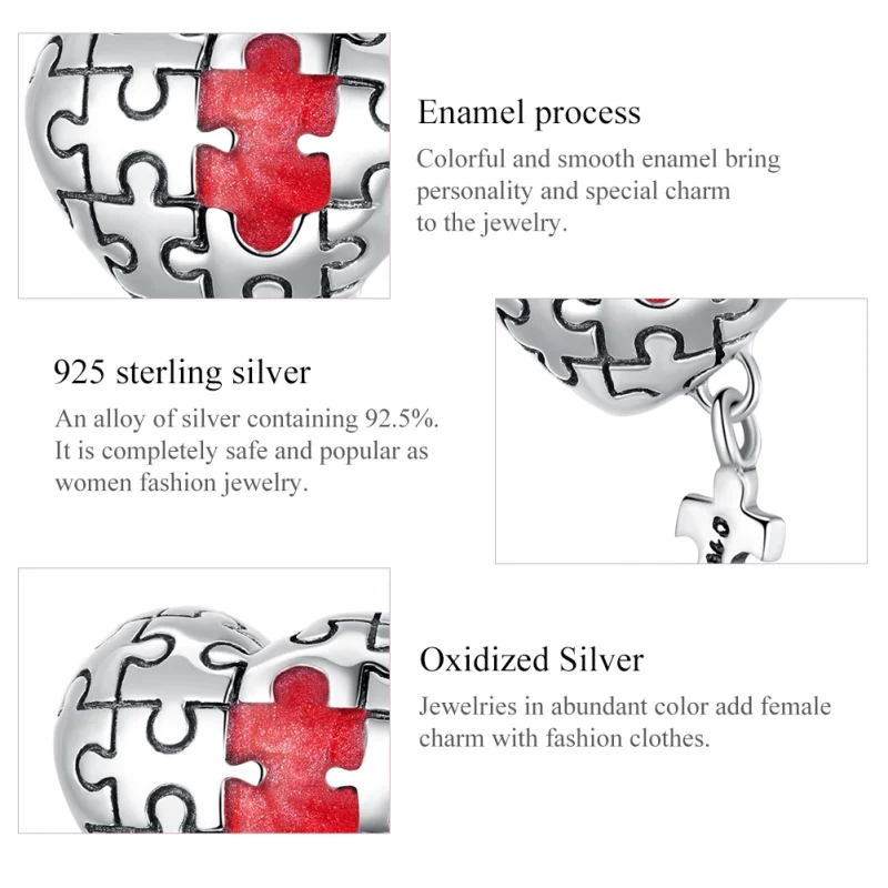 (image for) Pandora Style Silver Autism Charm - SCC1635 - View 5