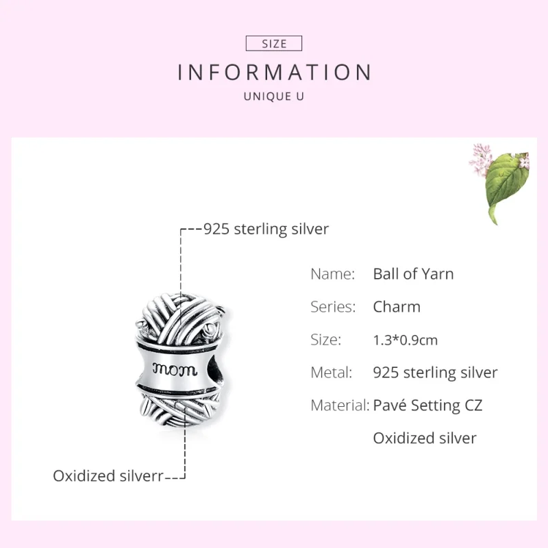 (image for) Pandora Style Silver Ball of Yarn Charm - SCC1654 - View 7