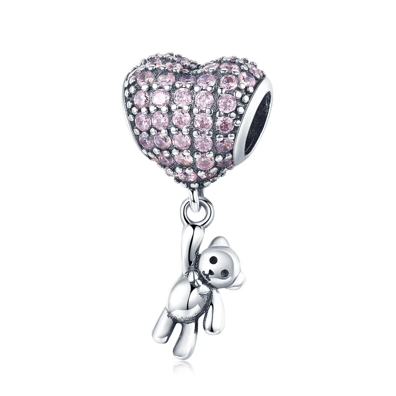 (image for) Pandora Style Silver Bear and Balloon Charm - SCC1054 - Product Image