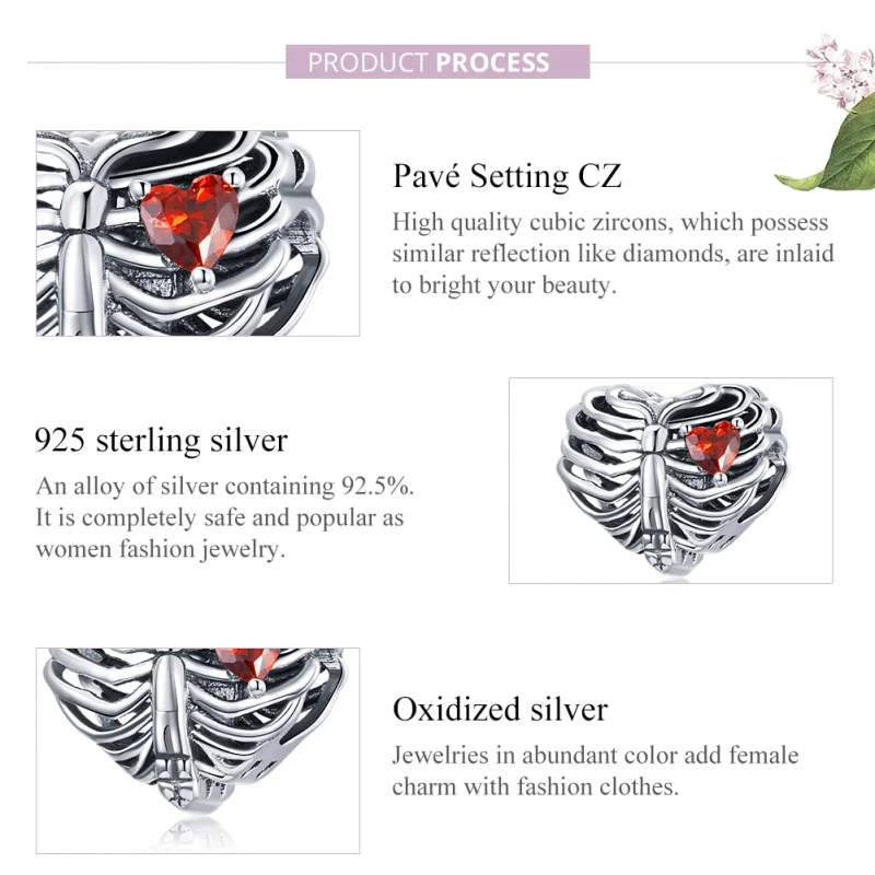 (image for) Pandora Style Silver Beating Heart Charm - SCC1764 - View 8