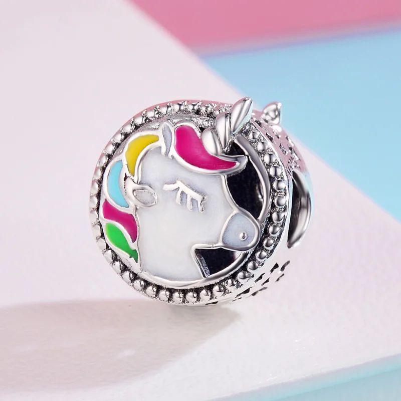 (image for) Pandora Style Silver Beautiful Unicorn Charm - SCC362 - View 3