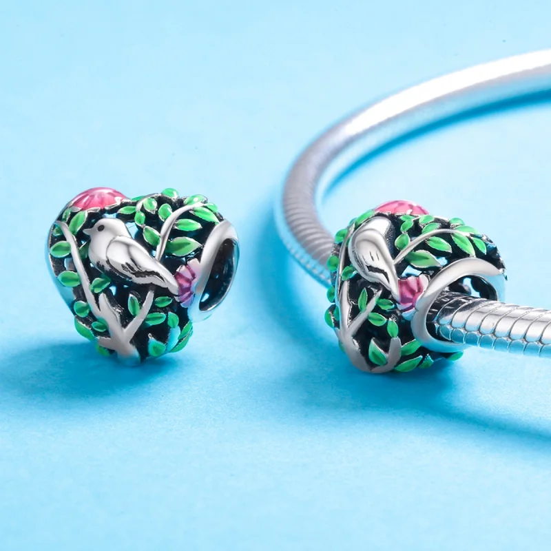 (image for) Pandora Style Silver Birds In The Forest Charm - SCC647 - View 5