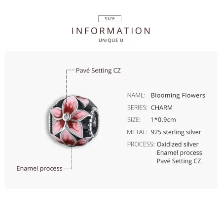 Pandora Style Silver Blooming Flower Charm - SCC1707