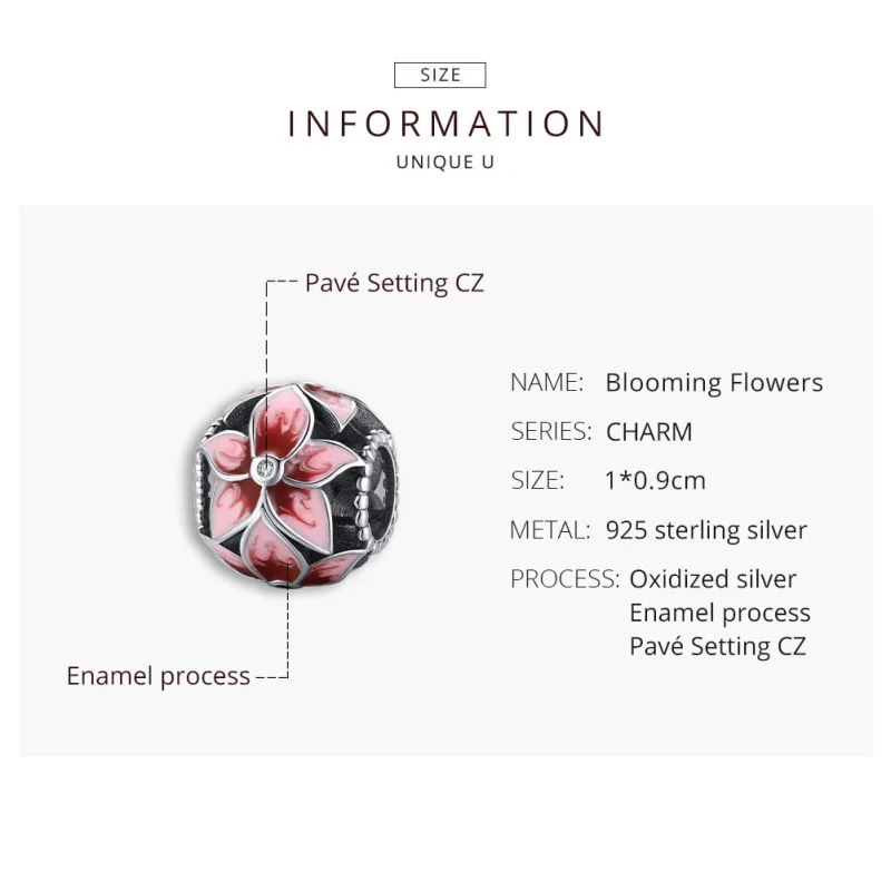(image for) Pandora Style Silver Blooming Flower Charm - SCC1707 - View 8
