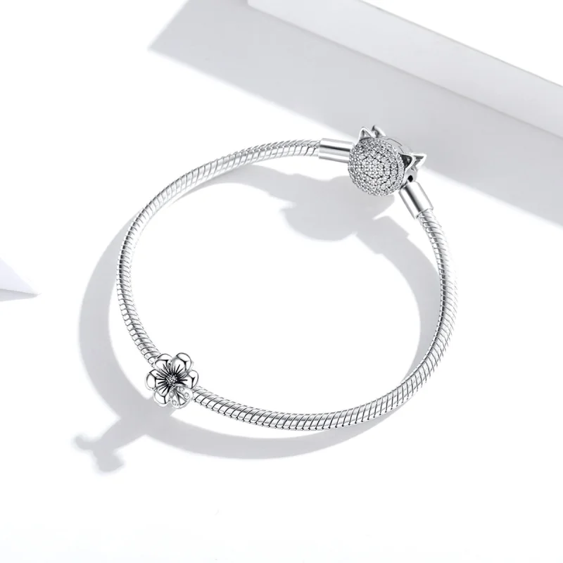 (image for) Pandora Style Silver Blooming Flower Charm - SCC1722 - View 3