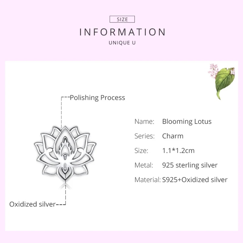 (image for) Pandora Style Silver Blooming Lotus Charm - SCC1724 - View 6