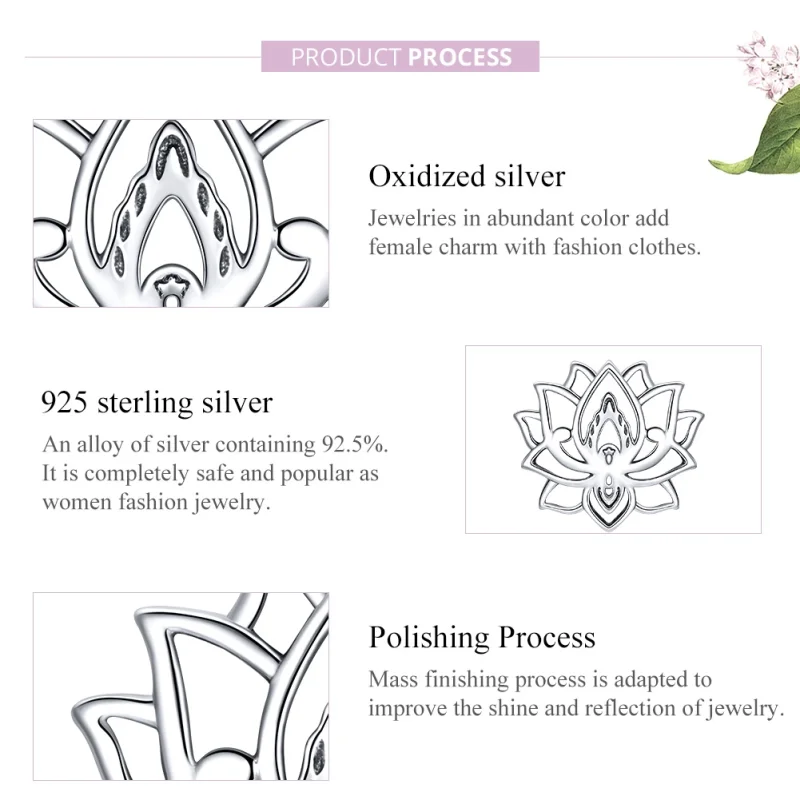 (image for) Pandora Style Silver Blooming Lotus Charm - SCC1724 - View 7