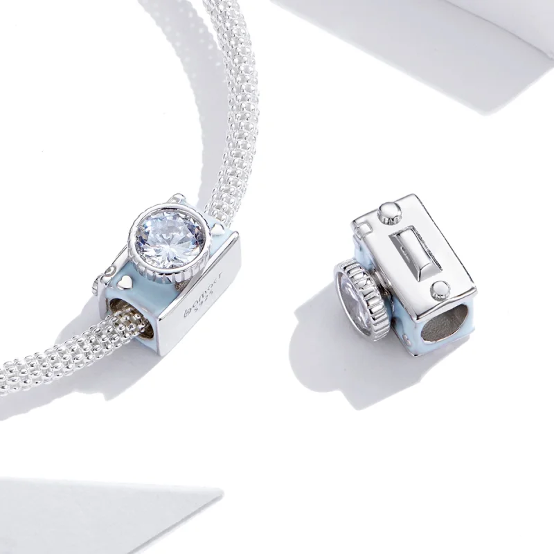 (image for) Pandora Style Silver Blue Camera Charm - BSC264 - View 4