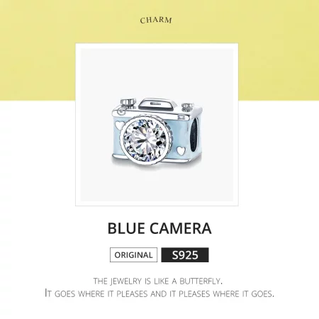 Pandora Style Silver Blue Camera Charm - BSC264