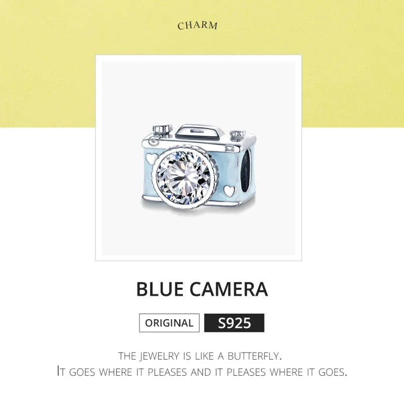 (image for) Pandora Style Silver Blue Camera Charm - BSC264 - View 6