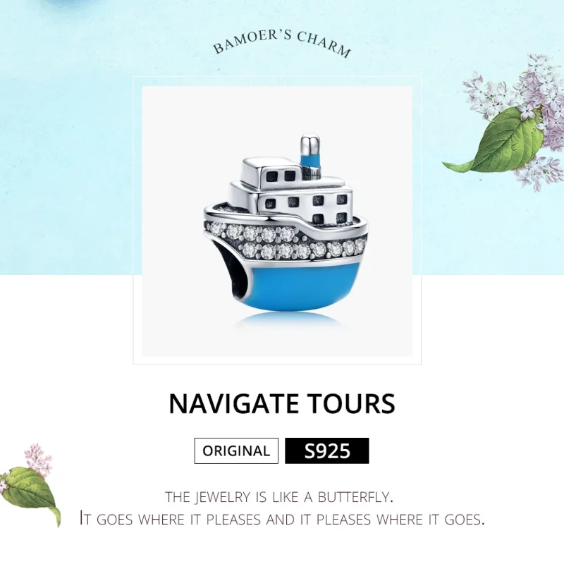 (image for) Pandora Style Silver Blue Cruise Ship Charm - SCC1379 - View 6