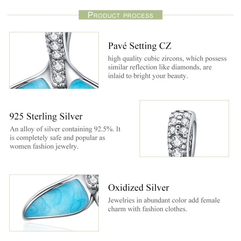(image for) Pandora Style Silver Blue Fishtail Charm - SCC1067 - View 5