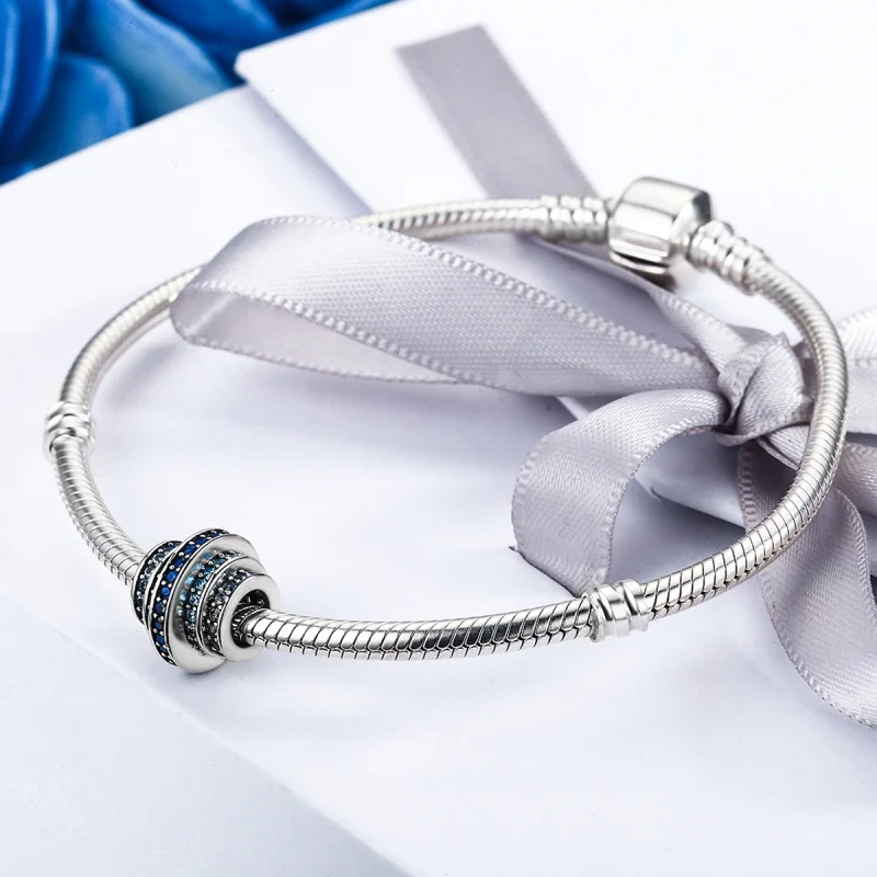 (image for) Pandora Style Silver Blue Rhythm Charm - SCC129 - View 4