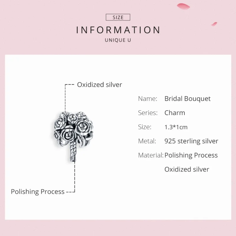(image for) Pandora Style Silver Bridal Bouquet Charm - SCC1566 - View 6