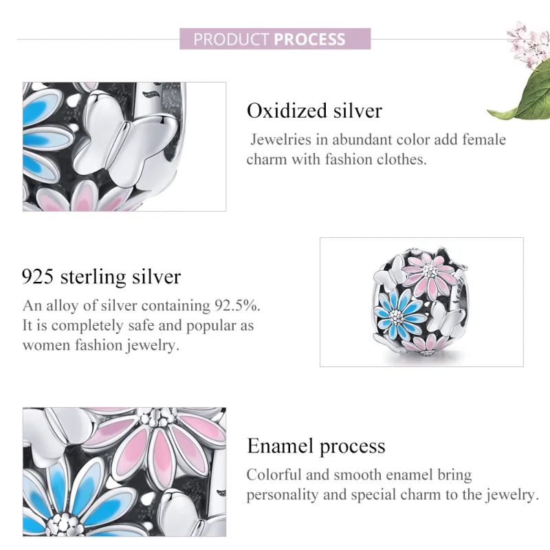 (image for) Pandora Style Silver Bright Daisies Charm - SCC1837 - View 6