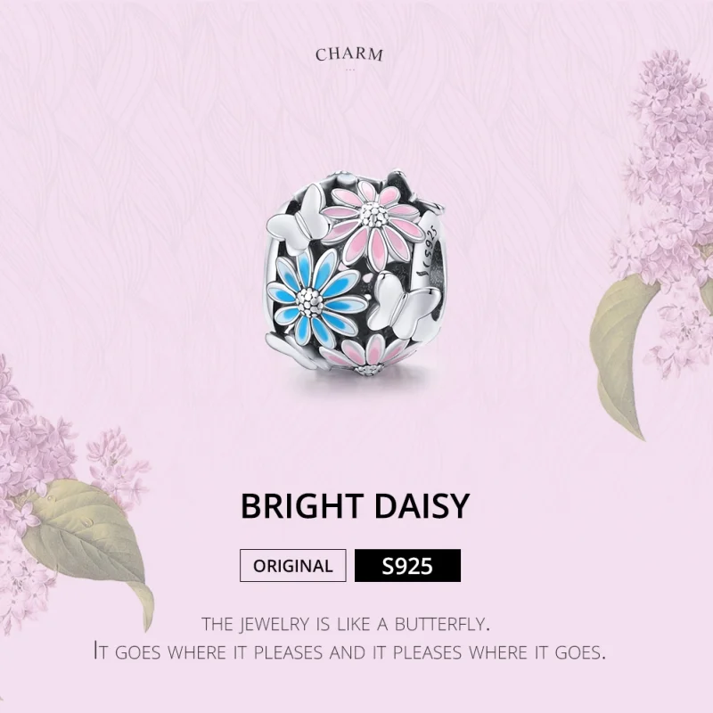 (image for) Pandora Style Silver Bright Daisies Charm - SCC1837 - View 7