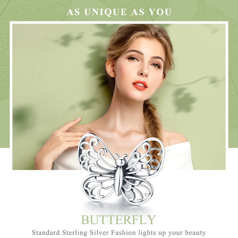 (image for) Pandora Style Silver Butterfly Charm - BSC062 - View 6
