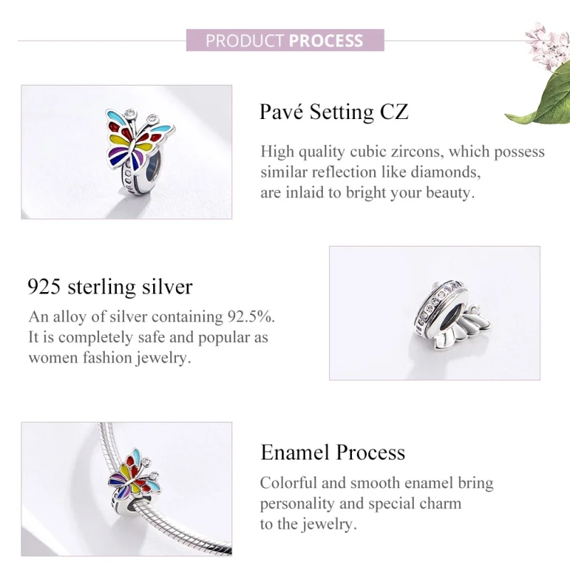 (image for) Pandora Style Silver Butterfly Charm - SCC1195 - View 4