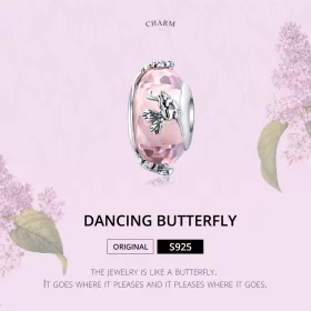 Pandora Style Silver Butterfly Murano Glass Charm - SCC1285 Pandora Style Silver Butterfly Murano Glass Charm - SCC1285
