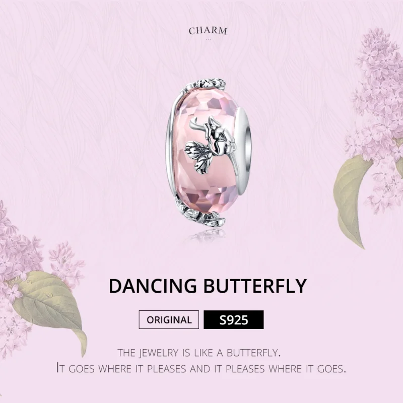 (image for) Pandora Style Silver Butterfly Murano Glass Charm - SCC1285 - View 4