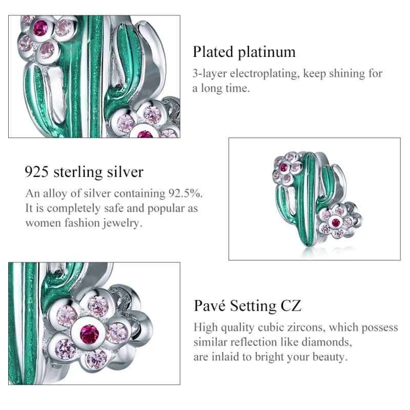 (image for) Pandora Style Silver Cactus Charm - BSC261 - View 7