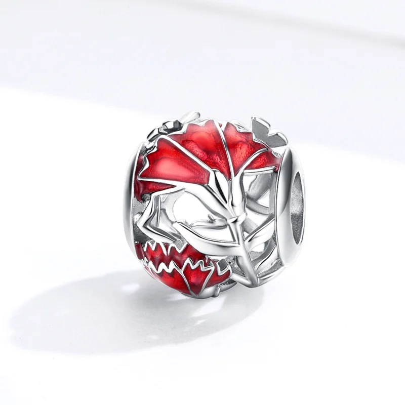 (image for) Pandora Style Silver Carnation Charm - BSC097 - View 2