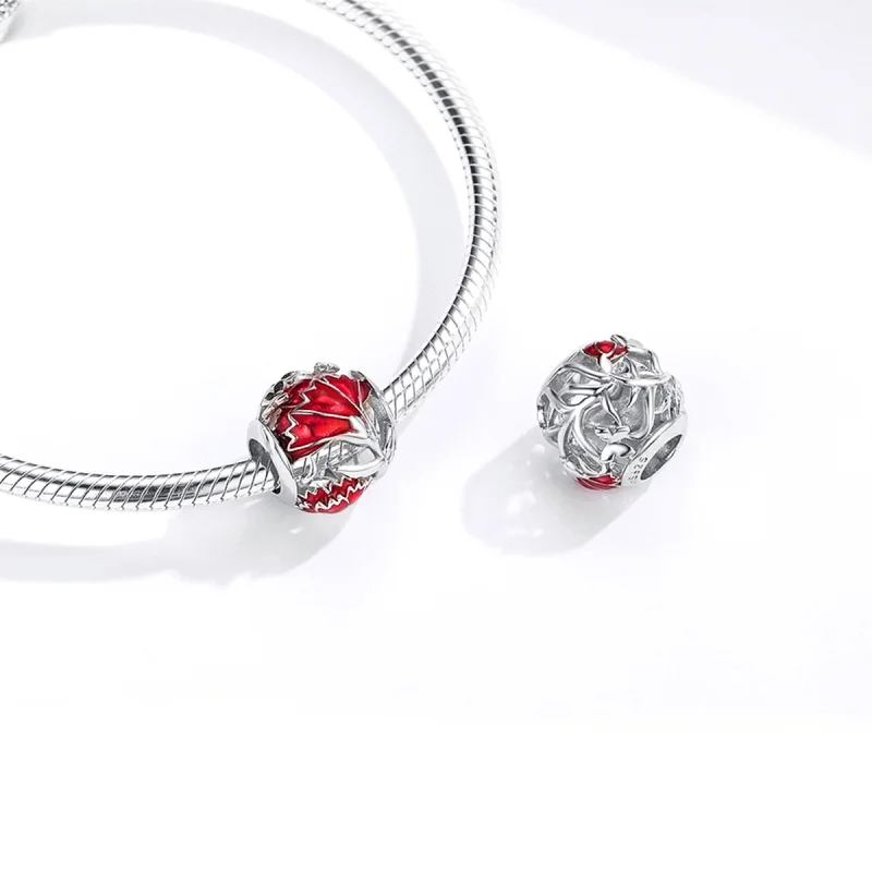 (image for) Pandora Style Silver Carnation Charm - BSC097 - View 4