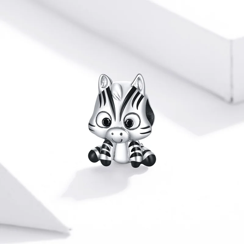 (image for) Pandora Style Silver Cartoon Zebra Charm - BSC387 - View 2