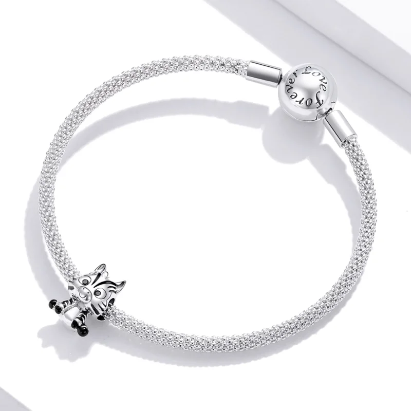 (image for) Pandora Style Silver Cartoon Zebra Charm - BSC387 - View 3