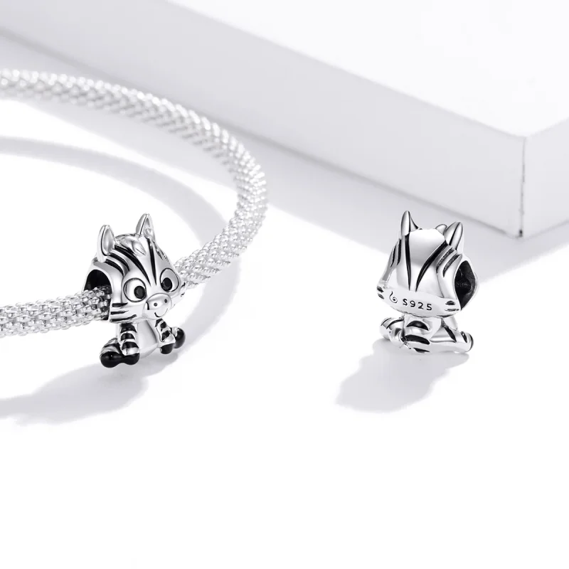 (image for) Pandora Style Silver Cartoon Zebra Charm - BSC387 - View 4