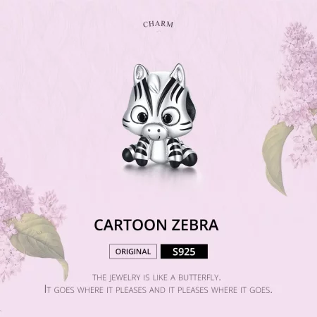 Pandora Style Silver Cartoon Zebra Charm - BSC387