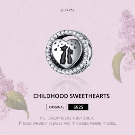 Pandora Style Silver Cat Love Charm - SCC1188 Pandora Style Silver Cat Love Charm - SCC1188