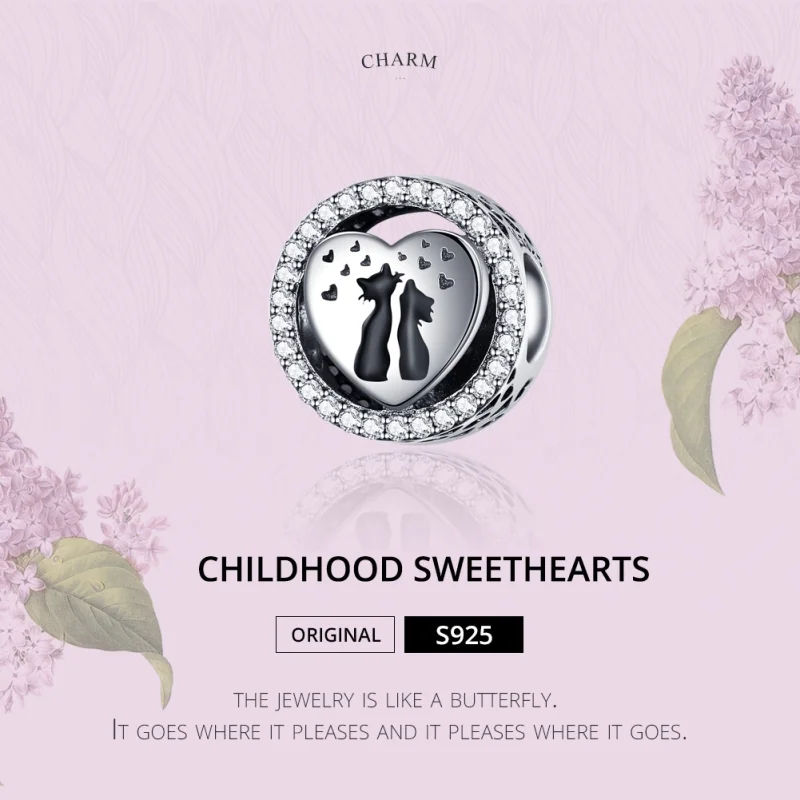 (image for) Pandora Style Silver Cat Love Charm - SCC1188 - View 2