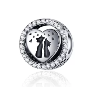 Pandora Style Silver Cat Love Charm - SCC1188 Pandora Style Silver Cat Love Charm - SCC1188