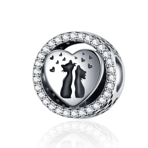 (image for) Pandora Style Silver Cat Love Charm - SCC1188