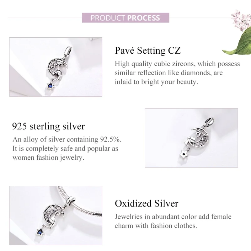 (image for) Pandora Style Silver Cat Play with Stars Dangle Charm - SCC1205 - View 4
