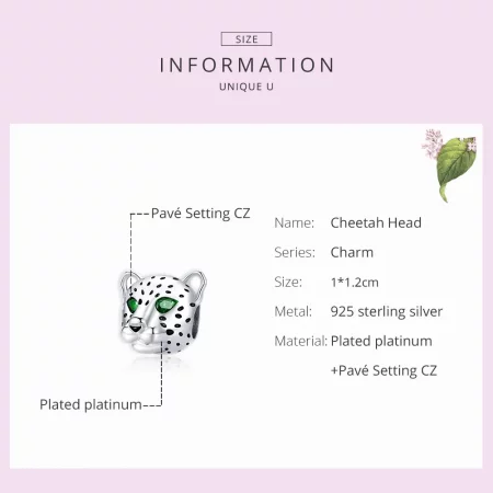 Pandora Style Silver Cheetah Head Charm - SCC1675