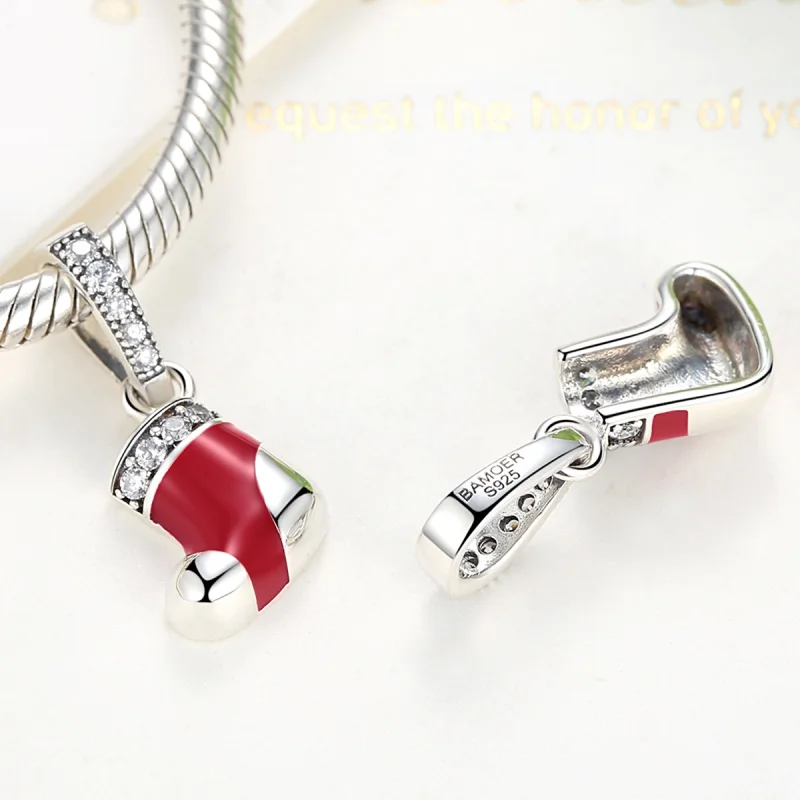 (image for) Pandora Style Silver Christmas Socks Dangle - SCC074 - View 2