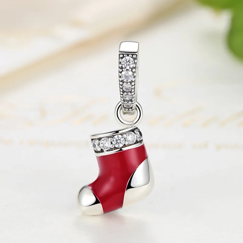 (image for) Pandora Style Silver Christmas Socks Dangle - SCC074 - View 4
