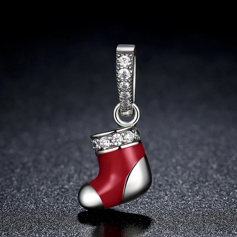 (image for) Pandora Style Silver Christmas Socks Dangle - SCC074 - View 5