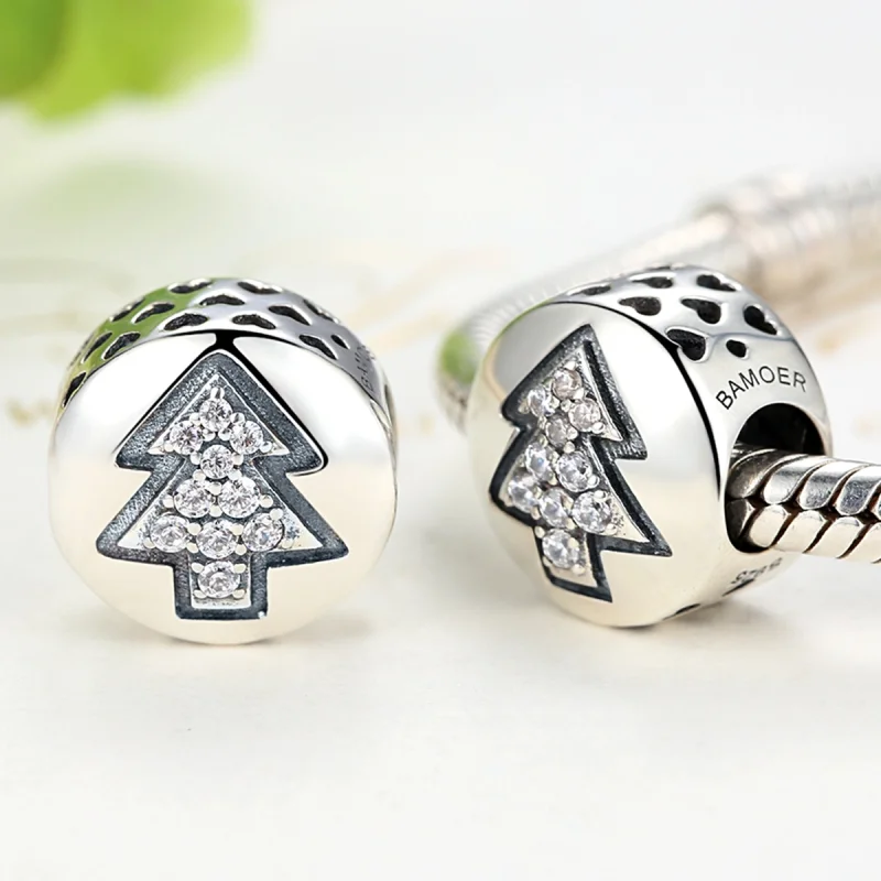 (image for) Pandora Style Silver Christmas Tree Charm - SCC064 - View 2