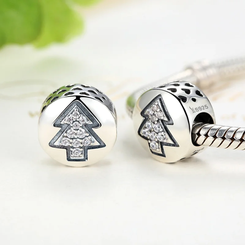 (image for) Pandora Style Silver Christmas Tree Charm - SCC064 - View 3